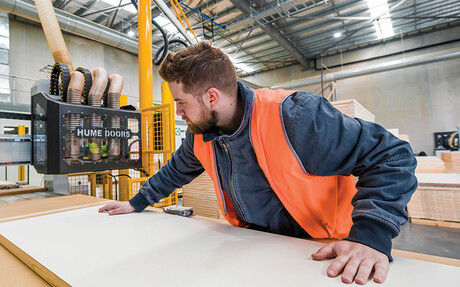 Compressed air powering a CNC routing machine at Hume Doors