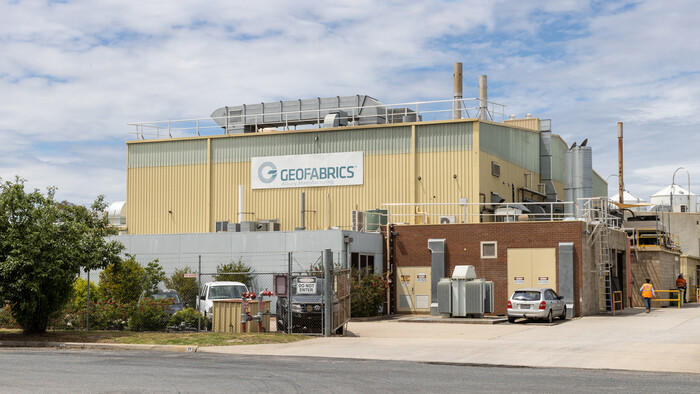 Geofabrics Australasia is Australia’s largest manufacturer and supplier of a range of highly engineered geosynthetics for the building and infrastructure sector. Pictured here the Albury manufacturing plant.