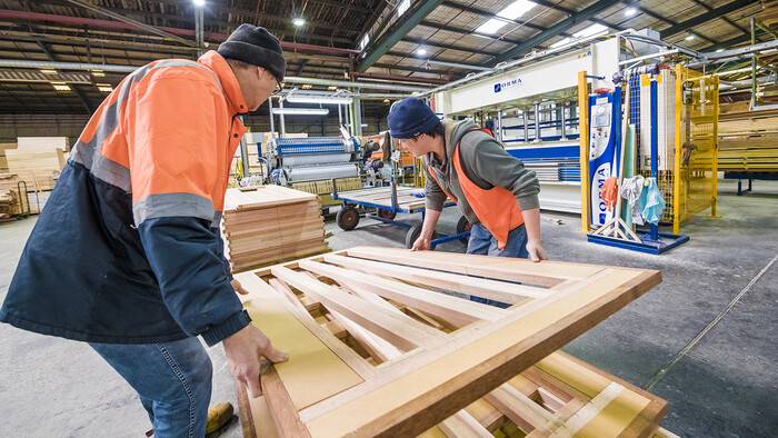 Doors being manufactured at Hume Doors in Sydney