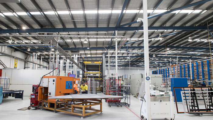 Welding a frame at Prowler Proof utilising a Kaeser compressed air system