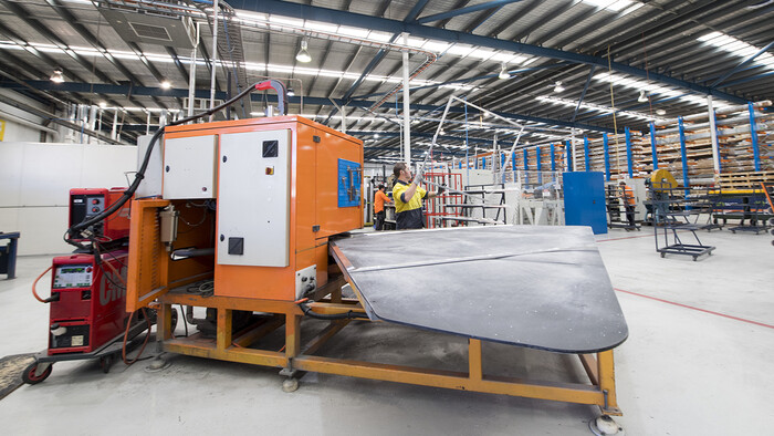 Welding a frame at Prowler Proof utilising a Kaeser compressed air system