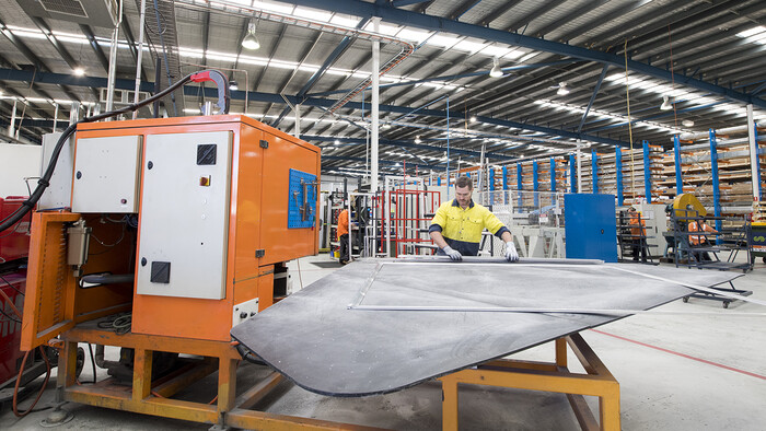 Welding a frame at Prowler Proof utilising a Kaeser compressed air system