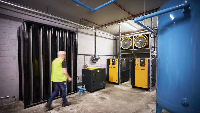 The ASK 40 T rotary screw compressor with integrated refrigeration dryer, delivers the compressed air required at standard and peak times at Stuff's print plant in Petone