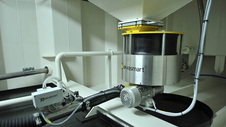 KAESER Know How blog post: Feed is transferred from a silo via a doser into the air flow. Image courtesy of AKVA Group.