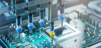 Air compressor in use in electronics manufacturing – KAESER KOMPRESSOREN delivers state-of-the-art technology for precision production processes.